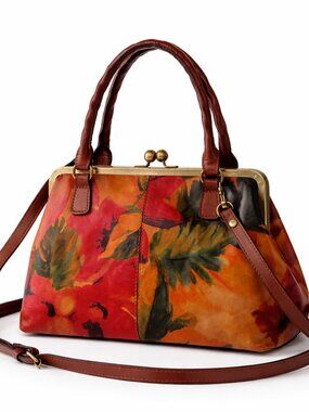 Patricia Nash Floral Leather Frame Robine Shoulder Crossbody Handbag Spring Mult